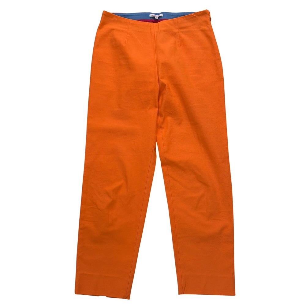 Frances Valentine Orange Cotton Stretch Side Zip Ankle Trousers Pants Womens 4